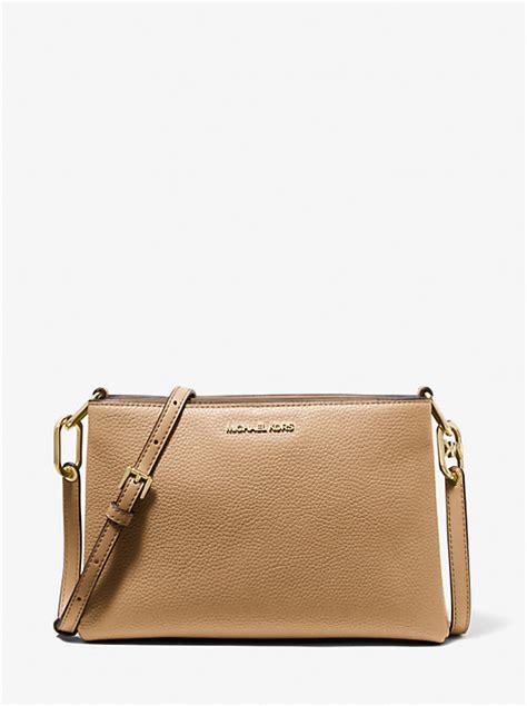 michael kors outlet trisha medium pebbled leather crossbody bag|Michael Kors trisha leather bag.